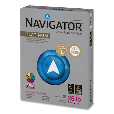 Navigator Platinum Paper, 99 Bright, 28 lb Bond Weight, 8.5 x 11, White, PK500 NPL1128